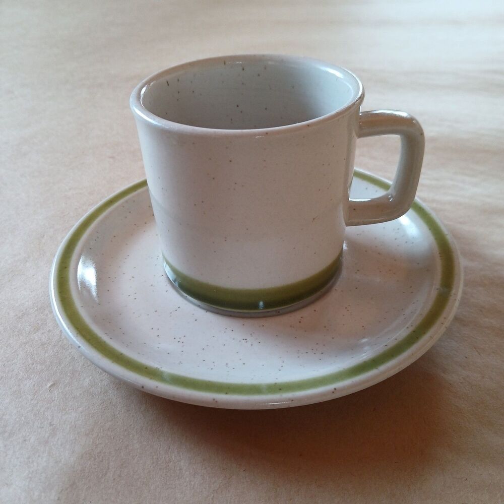 Set Of 4 Vintage Cup & Saucer Plate Stoneware Made In Japan Oven Safe